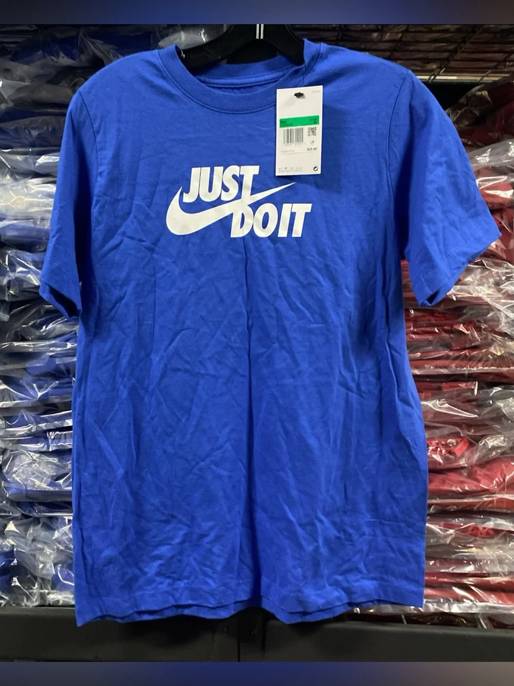 The Nike Tee “Just Do It” T-Shirt Logo Kids XL Unisex Blue White NWT FV4078-480